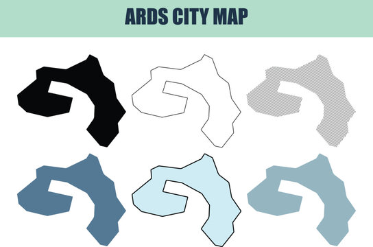Solid lined and stock map elements of Ards City against a white background with subtle color variations