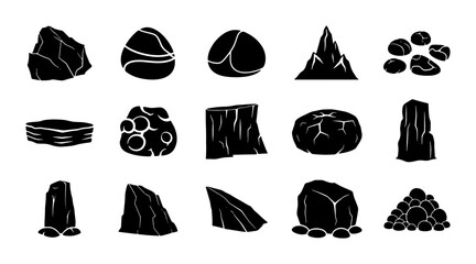 Vector Rock Icons, Stone Shapes Collection, Geological Elements Set, Natural Earth Objects Graphics © Imran
