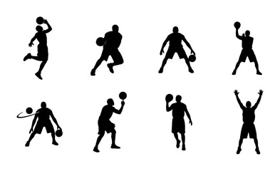 Basketball Player Silhouettes, Dynamic Action Poses, Sports Graphics Set, Athletic Figures Collection, Vector Art © Imran