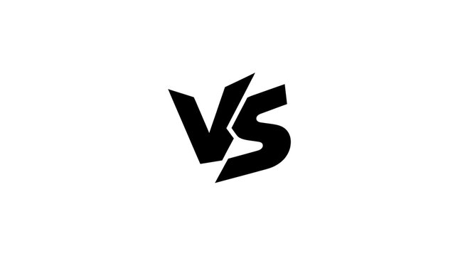 Black Versus VS Symbol on White Background, Competition Concept