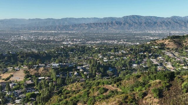 San Fernando Valley Aerial Shot Studio City from Laurel Canyon Orbit L