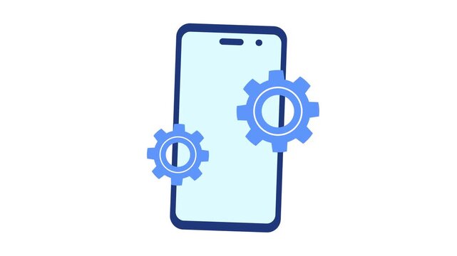 Spinning gears processing smartphone configuration and setup