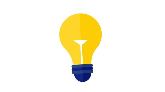 Flashing light bulb icon animation for creative idea