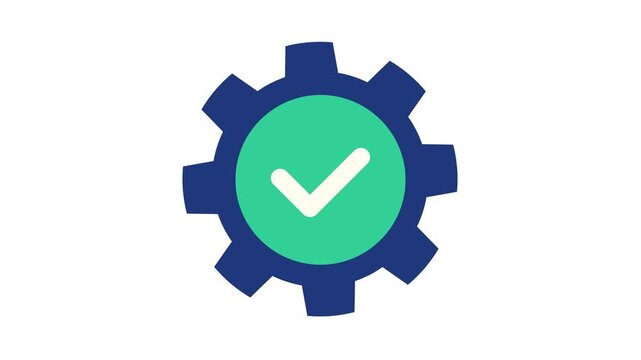 Rotating gear with a checkmark icon animation