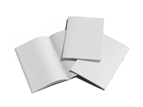 White Blank Open and Closed Booklets Magazine. 3d render.