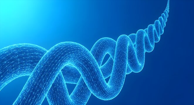 Abstract Blue DNA Helix, Genetic Code, Molecular Structure, Science Research, Biotechnology Concept