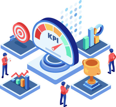 Isometric Business KPI Dashboard Performance Tracking and Data Analysis