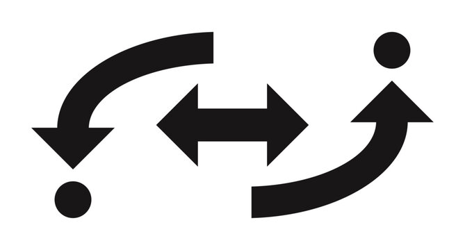Bidirectional flow symbol, reciprocal exchange diagram.