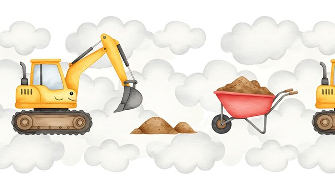 Watercolor Excavator Dreamscape