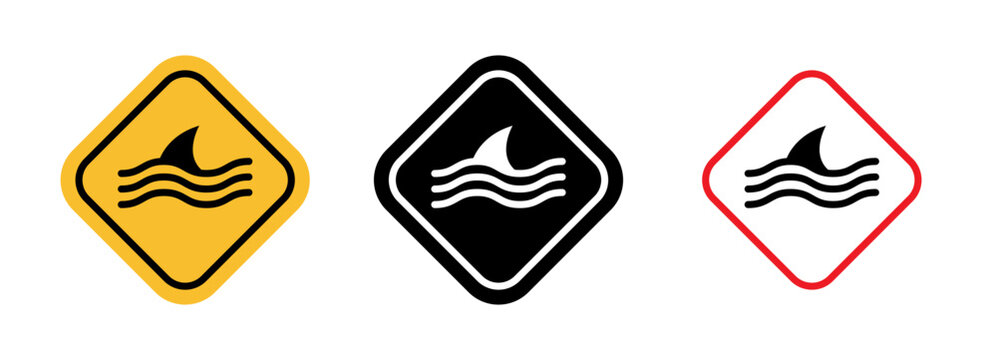Danger of shark sign in flat style. Basic vector symbol illustration