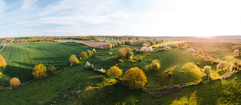 Hills of Brosarp &Ouml;sterlen Verke&aring;n nature reserve during sunset Sweden