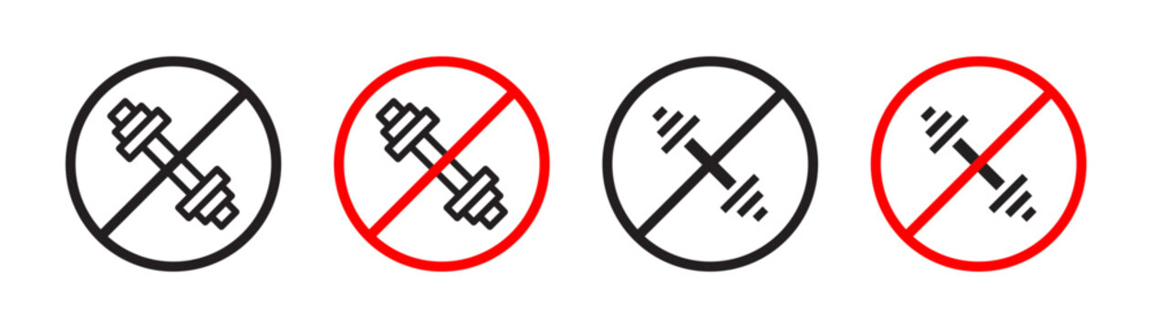 Forbidden barbell sign in flat style. Basic vector symbol illustration