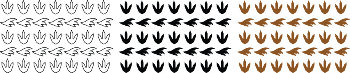 Dinosaur Footprint Vector Set, prehistoric animal tracks, dino paw prints, ancient fossil trail, wildlife nature design elements for educational content and kids' projects © Farzana