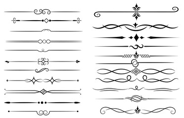 Hand Drawn decorative divider elements. Border flourish collection. Divider ornament, borders, doodle, separators, page dividers, header © Umme
