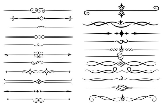 Hand Drawn decorative divider elements. Border flourish collection. Divider ornament, borders, doodle, separators, page dividers, header