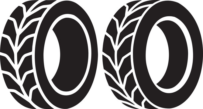 Two black car tires with detailed tread pattern.