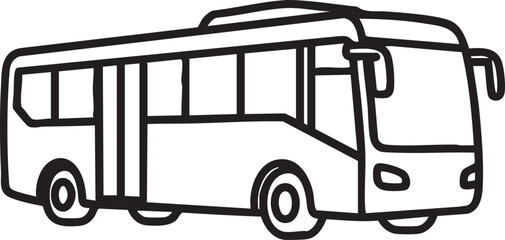City Bus, Public Transportation, Vehicle Icon, Line Art Illustration © Salma