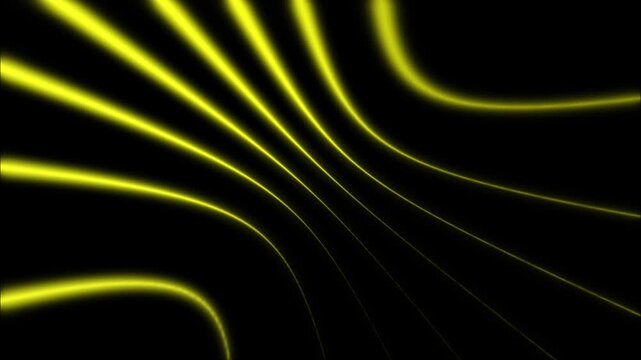 Abstract Yellow Neon Lines Background on Black Screen, Futuristic Glowing Blue Green Light Rays Motion Graphic for Intro, Digital Cyberpunk Laser Beam Animation for Modern Video Design.