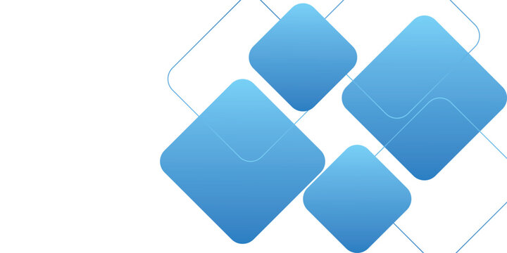 Abstract blue geometric background with rounded square shapes and thin lines on white for modern business presentation and corporate design