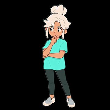 Cute Flat Art Cartoon Character Sasha Thinking - Green Screen Loop Animation