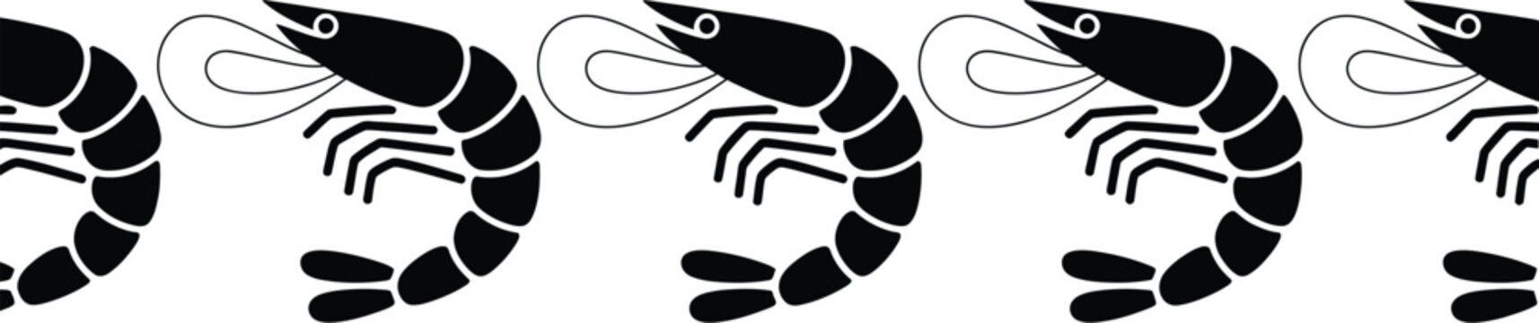 Shrimp curl icon set minimal seafood marine logo vector illustration