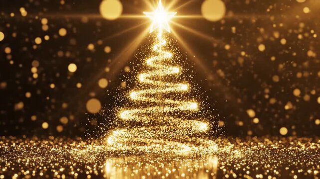 Golden abstract spiral tree with bokeh perfect for UI/UX design and motion graphics