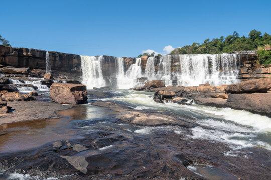 Tad Sepa waterfall Attapeu Laos wide view
