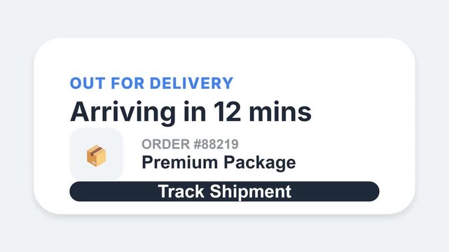 Delivery Notification: Premium Package Arriving in Minutes Order Tracking Fast Shipping.