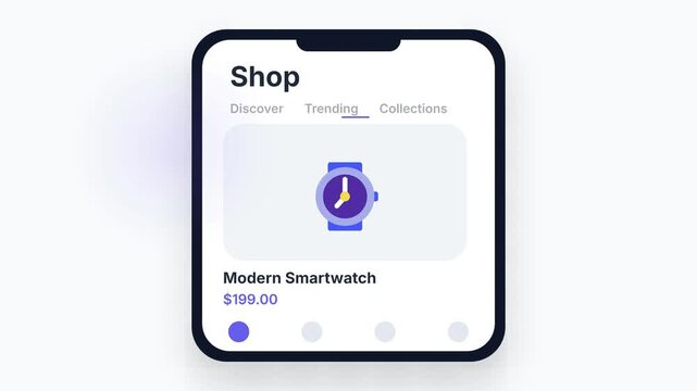 Minimalist Mobile Shopping App Interface Showcasing Product Display and Online Purchase.