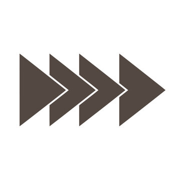 Three brown arrows pointing to the right on white background
