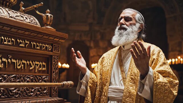 Religious figure in ornate robe praying highlighting everyday moments and community bonds