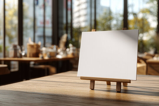 Minimal Table Tent Stand Mockup with Empty Display Area and Warm Light