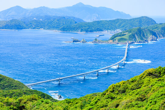 初夏の木の口展望所から見た甑󠄀大橋　鹿児島県薩摩川内市