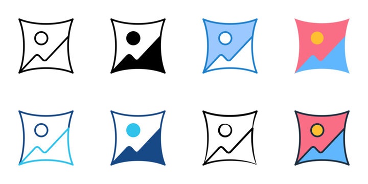 Distortion correction icons set multiple style collection. Editable stroke 
