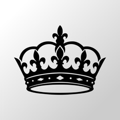 Royal King Crown Silhouette With Fleur De Lis Ornaments Vector Illustration © Asyam Design