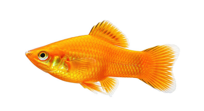 Orange molly fish isolated on transparent background