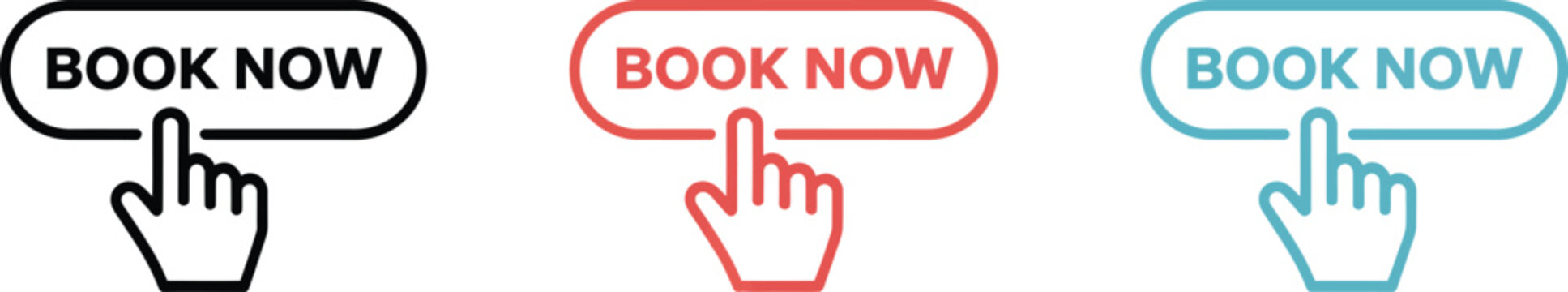 Book now icon set reservation button booking call to action vector illustration