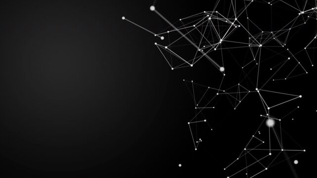 Black Abstract Digital Plexus Network Background with Data Flow Animation, Abstract Cyberspace Network Plexus Background, 4K Seamless Loop