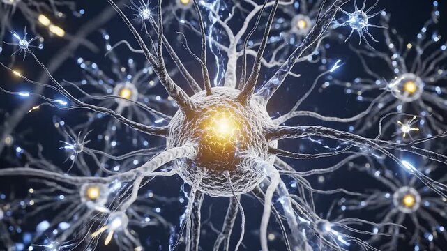 Neurons in the brain emphasizing modern aesthetics and minimalist design