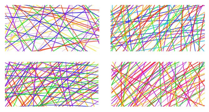 Vibrant scribble line art collection with rainbow colors