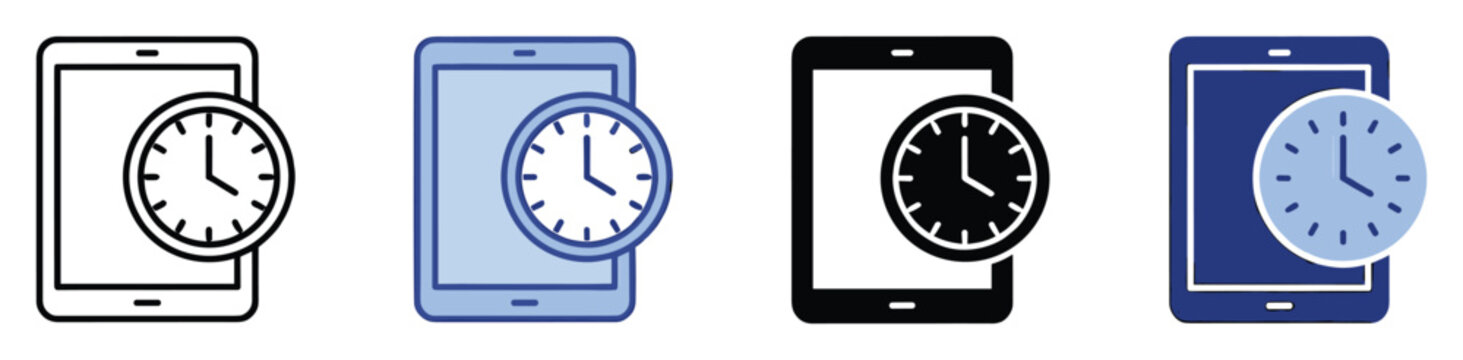 Smartphone with clock icon for time management apps scheduling and digital services