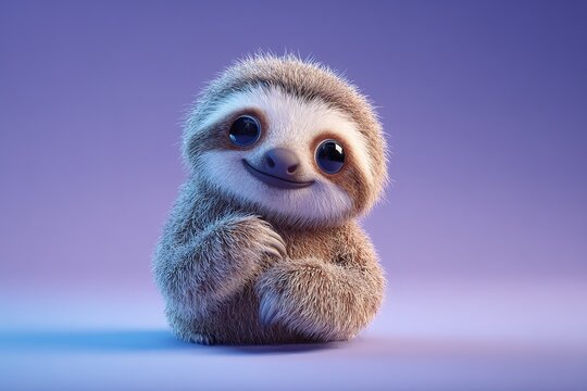 cute cartoon style 3d sloth 