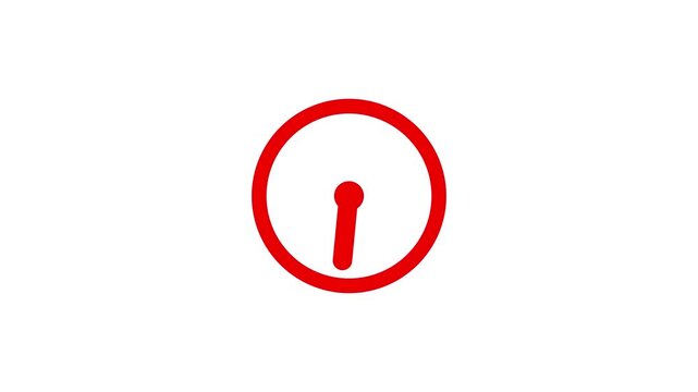 Simple Bold Design Clock 24 hours Animation on White Background