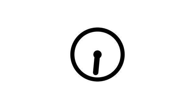 Simple Bold Design Clock 24 hours Animation on White Background