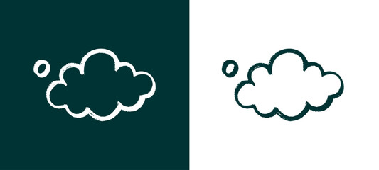 Cloud icon in hand drawn crayon style with texture. Creative urban weather doodle for travel and nature themed streetwear design. © dirtyfellas