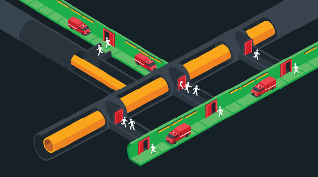 Hyperloop Emergency Evacuation Exercise in an Underground Tunnel System with Rescue Vehicles and People
