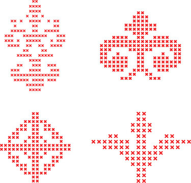  Cross Stitch Floral Icon Set Embroidery Style Cute Vector Elements