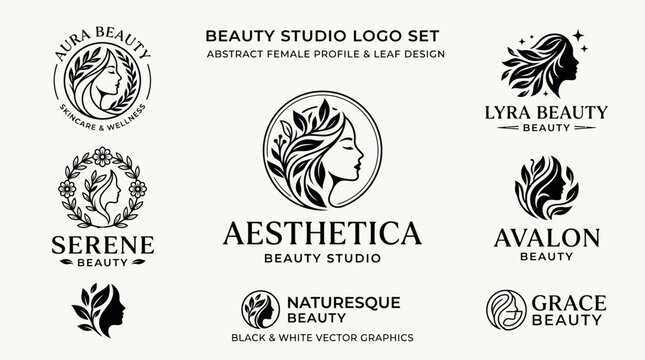 Beauty studio logos and labels.