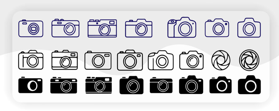 Modern Camera Icons Collection Vector Set