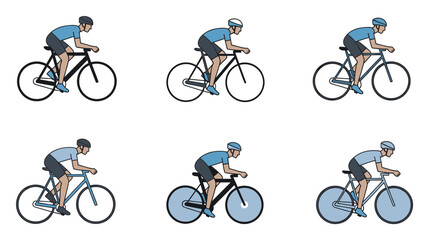 Naklejka premium Male cyclist riding a road bicycle demonstrating active movement and healthy lifestyle graphics.